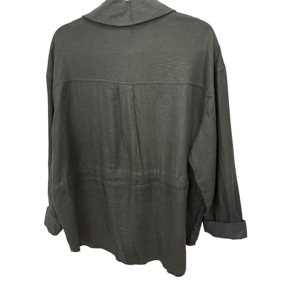 A New Day Plus Size XXL Black Linen Blend  Lightweight Button Front Jacket - Picture 3 of 3